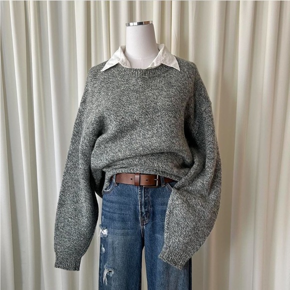 Lands' End Other - Vintage 90s Lands' End Green Marled Wool Crewneck Sweater |Cozy Grandpacore Knit